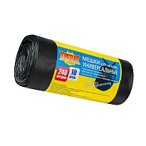 Мешки для мусора 240 л, черные, в рулоне 10 шт., ПНД 40 мкм, 1250х1000 мм, Крепак, 4607075710153 в Новороссийске