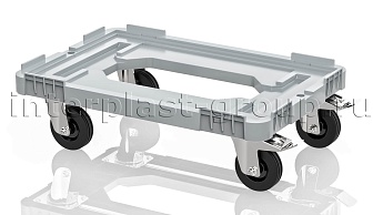 Тележка пластиковая с отверстием 2 колеса с тормозом усиленная серая в Новороссийске