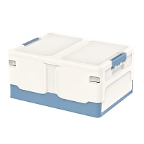 Ящик пластиковый складной белый, дно синее, 480х360х240 мм в Новороссийске