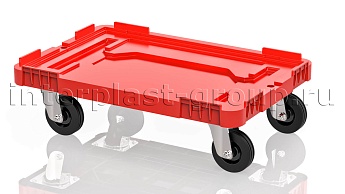 Тележка пластиковая сплошная без тормозов красная в Новороссийске Тележка пластиковая сплошная без тормозов красная в Новороссийске