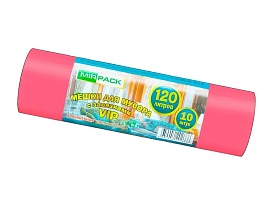 Мешки для мусора 120 л, с завязками, красные, в рулоне 10 шт., ПНД, 15 мкм, 800х750 мм, VIP, Z12010red в Новороссийске