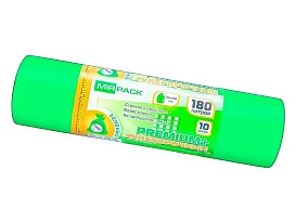 Мешки для мусора 180 л, ароматизированные, зеленые, в рулоне 10 шт., ПВД, 35 мкм, 1100х930 мм, PREMIUM+, 180105301 в Новороссийске