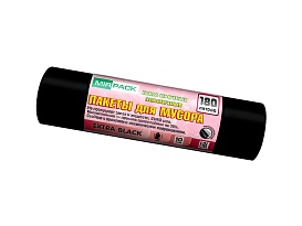 Мешки для мусора 180 л, ароматизированные, черные, в рулоне 10 шт., ПВД, 50 мкм, 1100х930 мм, EXTRA black, 18008301 в Новороссийске