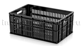 Ящик для молока, мяса, овощей и фруктов большая перфорация дно сплошное черный в Новороссийске