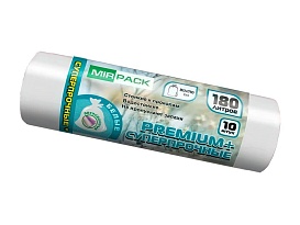 Мешки для мусора 180 л, ароматизированные, белые, в рулоне 10 шт., ПВД, 35 мкм, 1100х930 мм, PREMIUM+, 180105302 в Новороссийске