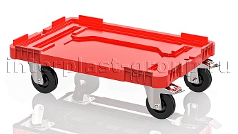 Тележка пластиковая сплошная 2 колеса с тормозом усиленная красная в Новороссийске Тележка пластиковая сплошная 2 колеса с тормозом усиленная красная в Новороссийске