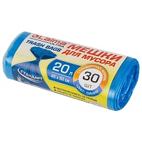 Мешки для мусора 20 л, синие, в рулоне 30 шт., ПНД, 8 мкм, 500х450 мм, LAIMA, 607682 в Новороссийске