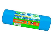 Мешки для мусора 240 л, ароматизированные, синие, в рулоне 10 шт., ПВД 30 мкм, 1300х930 мм, STANDART, 24010661