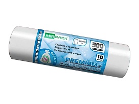 Мешки для мусора 300 л, белые, в рулоне 10 шт., ПВД 70 мкм, 1400х1000 мм, PREMIUM+, 300101602 в Новороссийске