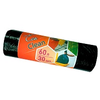 Мешки для мусора 60 л, черные, в рулоне 30 шт., ПНД, 6 мкм, 640х580 мм, Концепция Быта EcoClean, 603890 в Новороссийске