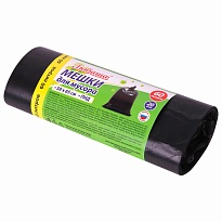 ММешки для мусора 60 л, черные, в рулоне 20 шт., ПНД, 8 мкм, 650х580 мм, Любаша, 608092 в Новороссийске