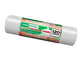 Мешки для мусора 120 л, белые, в рулоне 10 шт., ПНД, 14 мкм, 1100х700 мм, EXTRA, ex1201803 в Новороссийске