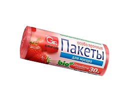 Мешки для мусора 30 л, ароматизированные, Клубника, красные, в рулоне 20 шт., ПНД, 9 мкм, 560х530 мм, GRIFON Aroma, 101-020 K в Новороссийске