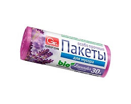 Мешки для мусора 30 л, ароматизированные, Лаванда, сиреневые, в рулоне 20 шт., ПНД, 9 мкм, 560х530 мм, GRIFON Aroma, 101-020 La в Новороссийске