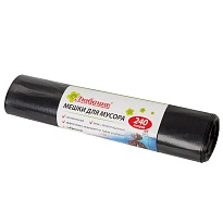 Мешки для мусора 240 л, черные, в рулоне 5 шт., ПВД 30 мкм, 1300х900 мм, Любаша, 605338 в Новороссийске
