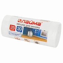 Мешки для мусора 35 л, белые, в рулоне 30 шт., ПНД, 6 мкм, 550х480 мм, LAIMA, 605538 в Новороссийске