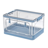 Ящик пластиковый складной прозрачный, дно синее, 490х360х280 мм, с колесиками в Новороссийске